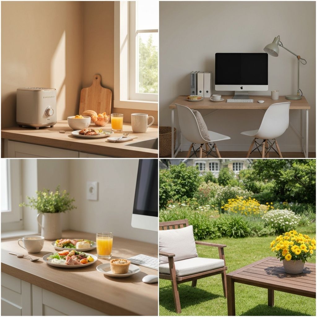 Verschiedene Orte für Mahlzeiten: Zuhause, Büro, unterwegs